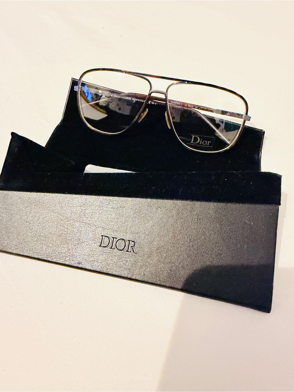 Dior Homme Eyewear with Gold Lettering and Black Accents